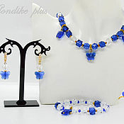 Украшения handmade. Livemaster - original item Blue butterfly dance jewelry set made of faceted beads. Handmade.