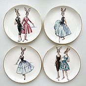 Посуда handmade. Livemaster - original item Plates: Fashionable Bunnies. Handmade.