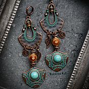 Украшения handmade. Livemaster - original item BOHO copper earrings, long 