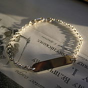Украшения handmade. Livemaster - original item Chain bracelet with engraving plate. 925 sterling silver.. Handmade.