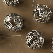 Крупная бусина Айрум, серебро с позолотой антик