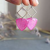 Украшения handmade. Livemaster - original item Long pink Diamond Earrings. Earrings On The Way Out. Handmade.