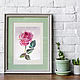 Watercolor. Watercolor miniature. Flowers. Rose, Pictures, Moscow,  Фото №1