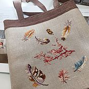 Сумки и аксессуары handmade. Livemaster - original item Textile bag-bag handmade cross-stitch feathers. Handmade.
