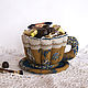 Cup and saucer. Textile candy bowl, mustard, gift. Single Tea Sets. Elena Gavrilova. My Livemaster. Фото №5
