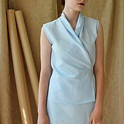 Одежда handmade. Livemaster - original item Sleeveless draped blouse made of linen and cotton. Handmade.