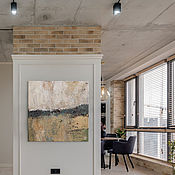 Картины и панно handmade. Livemaster - original item Large interior abstraction 100h100 cm Rain on a warm day (loft). Handmade.