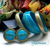 Украшения handmade. Livemaster - original item Jewelry sets: turquoise sparkly bracelets and earrings. Handmade.