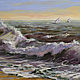 A small oil painting with a wave. Seascape, Pictures, Samara,  Фото №1