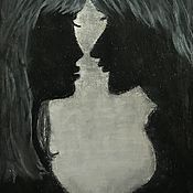 Картины и панно handmade. Livemaster - original item Oil pastel painting with silhouettes of lovers 