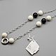 Silver necklace with black and white onyx beads, Necklace, Moscow,  Фото №1