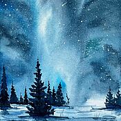Картины и панно handmade. Livemaster - original item Milky Way winter landscape starry sky painting. Handmade.