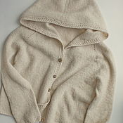 Одежда handmade. Livemaster - original item White knitted sweatshirt with a hood 