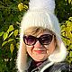 Вязаная шапка из пряжи пух норки ручной работы, Шапка-ушанка, Таганрог,  Фото №1