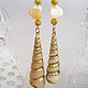 Shell earrings spiral gold plated long, Earrings, Moscow,  Фото №1