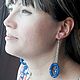 Long rhinestone earrings on a chain, color blue, Earrings, Almaty,  Фото №1