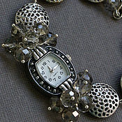 "Аметистовые капли" комплект (часы и серьги)  с аметистом