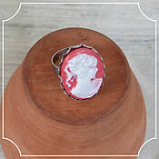 Субкультуры handmade. Livemaster - original item Ring with cameo Girl background pink under silver 18h25. Handmade.