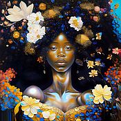 Картины и панно handmade. Livemaster - original item Pictures: African Portrait of a girl woman, fantasy art. Handmade.