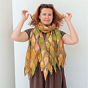 Аксессуары handmade. Livemaster - original item Scarf stole as a gift to a woman Wide felted silk scarf Boho. Handmade.