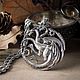 House Targaryen Medallion. Game of thrones. brass Nickel silver, Locket, Moscow,  Фото №1