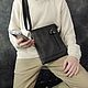 Men's bag: Men's Leather Bag Black Trace Mod. C52-712. Men\'s bag. Natalia Kalinovskaya. Online shopping on My Livemaster.  Фото №2