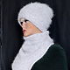 Шапка и снуд-уголок " Неженка 12" св серые (шапка. Шапки. Ирина(shvilinka.knit). Интернет-магазин Ярмарка Мастеров.  Фото №2