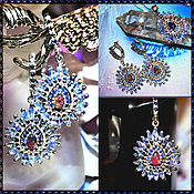 Украшения handmade. Livemaster - original item Earrings Ring Black fire opal Tanzanite Sapphire sterling Silver. Handmade.