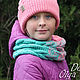 Knitted Snood in one turn with a gradient of turquoise and pink, Scarves, Simferopol,  Фото №1