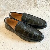 Обувь ручной работы handmade. Livemaster - original item Men`s moccasins made of genuine crocodile leather, black color. Handmade.