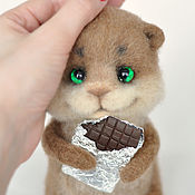 Куклы и игрушки handmade. Livemaster - original item Hamster with a chocolate bar felted toy. Handmade.
