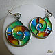 Earrings brass stained glass 'Rainbow snail'. Earrings. IVA rainbow art. My Livemaster. Фото №6