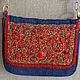  Denim bag with beaded embroidery, Crossbody bag, St. Petersburg,  Фото №1