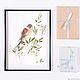 'Enchanted by nature' watercolor painting (birds, beige). Pictures. Nadezda Perova. Online shopping on My Livemaster.  Фото №2