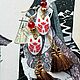 Серьги "Маски кицунэ" с кисточками. Серьги-кисти. Лесное царство одной лисы. Ярмарка Мастеров.  Фото №6