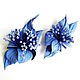 Elegant brooch flower made of leather blue sky blue with stamens, Brooches, Moscow,  Фото №1