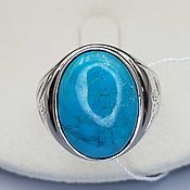 Украшения handmade. Livemaster - original item Silver ring with turquoise 16h12 mm. Handmade.