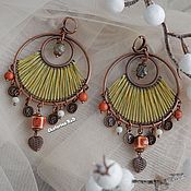 Украшения handmade. Livemaster - original item BOHO-chic cool earrings, copper, large 