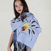 Аксессуары handmade. Livemaster - original item Felt scarf stole pale blue fine wool Merino. felting.. Handmade.