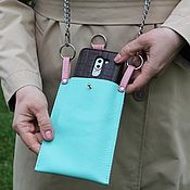 Сумки и аксессуары handmade. Livemaster - original item Leather Phone Case with Shoulder Strap Removable with Rose. Handmade.