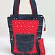 Джинсовая сумка-Тоут "Алый акцент". Классическая сумка. Jeans bags by Anna. Ярмарка Мастеров.  Фото №14