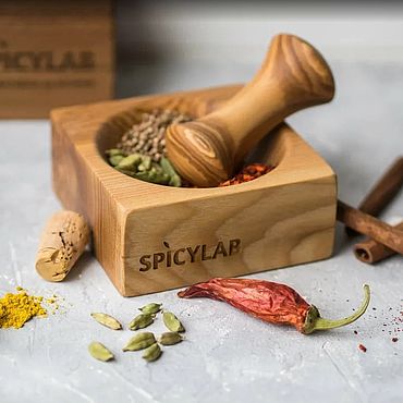 Посуда ручной работы. Ярмарка Мастеров - ручная работа Ступка деревянная для работы со специями и пряностями. 900 рублей. Handmade.