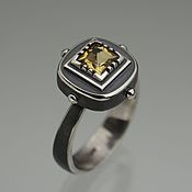 Серебряное с золотом кольцо с жемчугом ручной работы