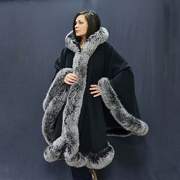 Пончо с мехом песца из плотного флиса. National Brand (Катерина). Одежда женская ручной работы - Ярмарка Мастеров Одежда женская ручной работы. Ярмарка Мастеров - ручная работа Пончо с мехом песца из плотного флиса. Handmade.