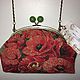 Tapestry handbag, cosmetic bag with clasp "Red poppies", Beauticians, Krasnogorsk,  Фото №1