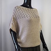 Одежда handmade. Livemaster - original item Knitted summer women`s jumper beige with openwork. Handmade.