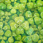 Картины и панно handmade. Livemaster - original item Painting with green leaves Four-leaf clover Lucky Amulet. Handmade.