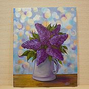 Картины и панно handmade. Livemaster - original item Picture: Lilacs in a jar. Handmade.