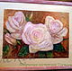 Painting with white roses for the interior design in shabby chic style.
