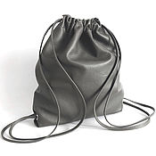 Сумки и аксессуары handmade. Livemaster - original item Grey Backpack Bag leather medium with two pockets. Handmade.